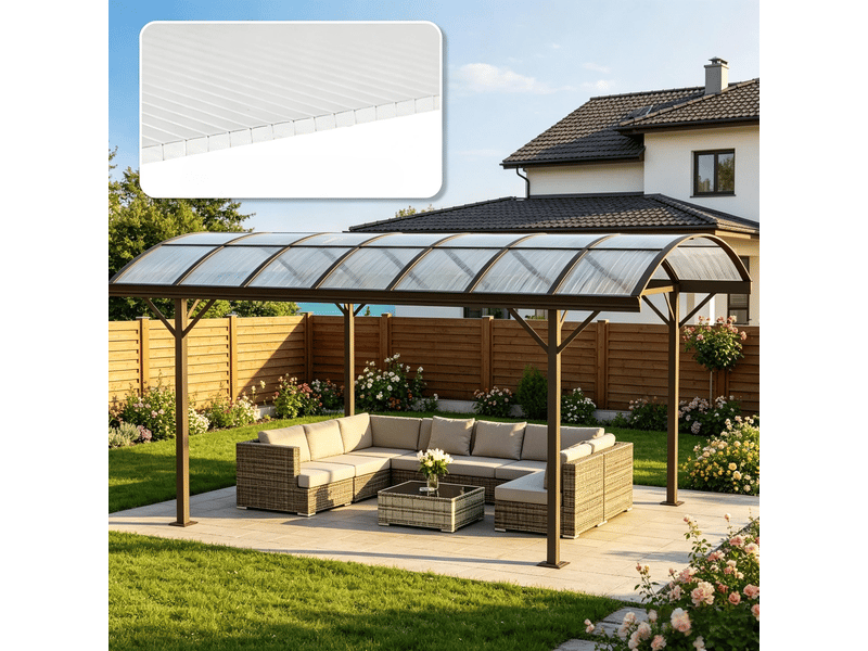 Lot de 10 plaques alvéolaires en polycarbonate transparent 120 × 60 cm, épaisseur 4 mm, anti-uv - Conforama B