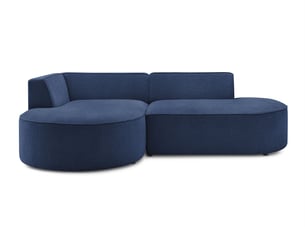 Canapé d'angle gauche fixe BOBOCHIC ROUSSEAU 4 places Tissu Bleu foncé