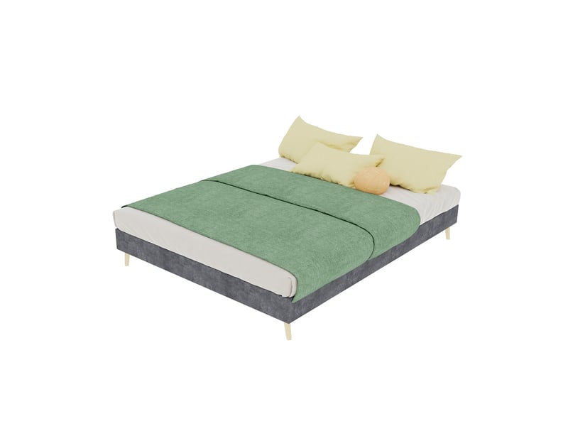  Sommier 2 places 140x200 cm avec matelas coloris gris et finition velours  - Conforama A