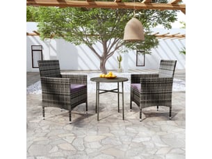 Ensemble à manger de jardin 3 pcs | salon de jardin résine tressée gris shl2445