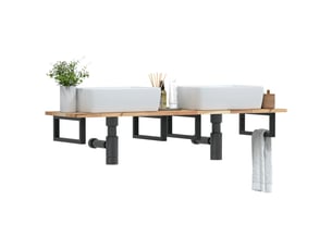 Étagère de vasque | étagère murale acier et bois massif d'acacia shl5550