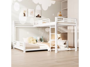 Lit superposé 90x200 cm <strong>OKMYHOME</strong> <strong></strong> coloris blanc