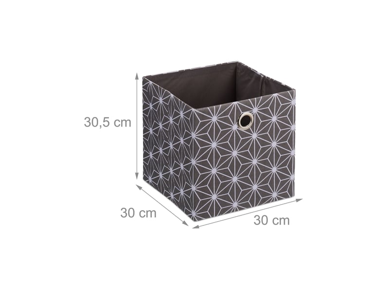  Lot de 2 boîtes de rangement décoratives tissu robuste 30 x 30 x 30 cm avec motifs pour petits objets en gris 13_0013729  - Conforama B