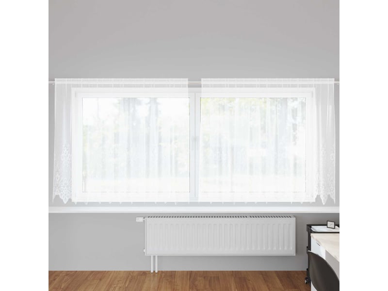  Rideau en dentelle, rideau ajouré, voilage blanc 160 x 300 cm polyester cf43679  - Conforama B