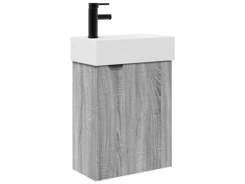  Meuble de rangement salle de bain avec robinet sonoma gris shl1328  - Conforama A