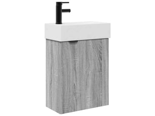 Meuble de rangement salle de bain avec robinet sonoma gris shl1328