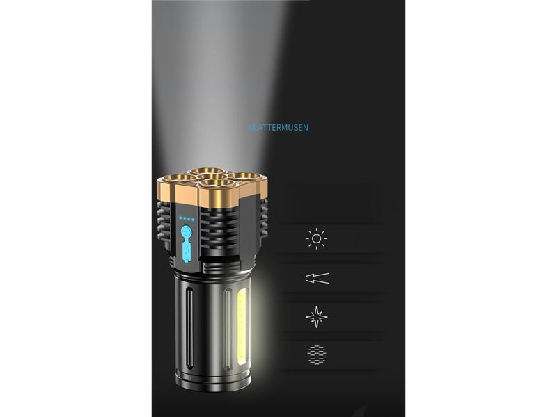  Cob côté lumière multi-fonction lampe de poche lumineuse extérieure led portable ménage usb lampe de poche rechargeable  - Conforama E