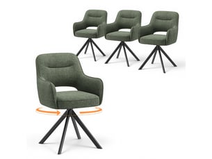 Lot 4 chaise pivotante premium avec demi-accoudoirs - base métallique haute stabilité - vert
