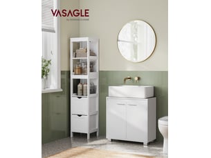 Meuble Sous Lavabo En Bambou HOMCOM 60x30x60 Cm - Style Nordique, étagères Réglables, Anti-humidité