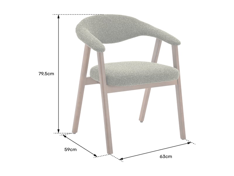  Lot de 2 chaises en bois foncé et tissu boucle beige barbara  - Conforama E