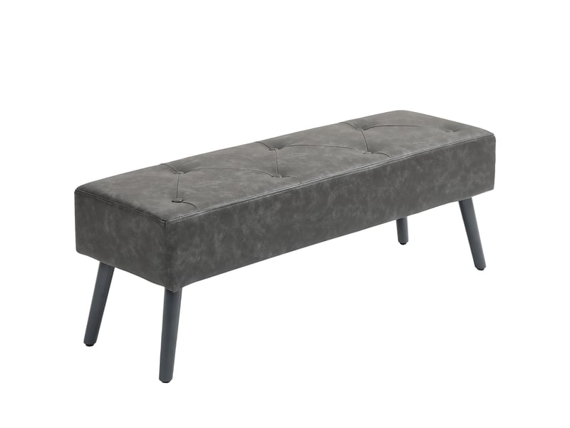  Banc bout de lit capitonné en synthétique et bois massif gris 114 x 38 x 42 cm  - Conforama A