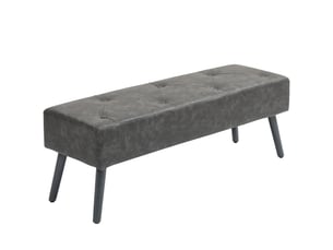 Banc bout de lit capitonné en synthétique et bois massif gris 114 x 38 x 42 cm