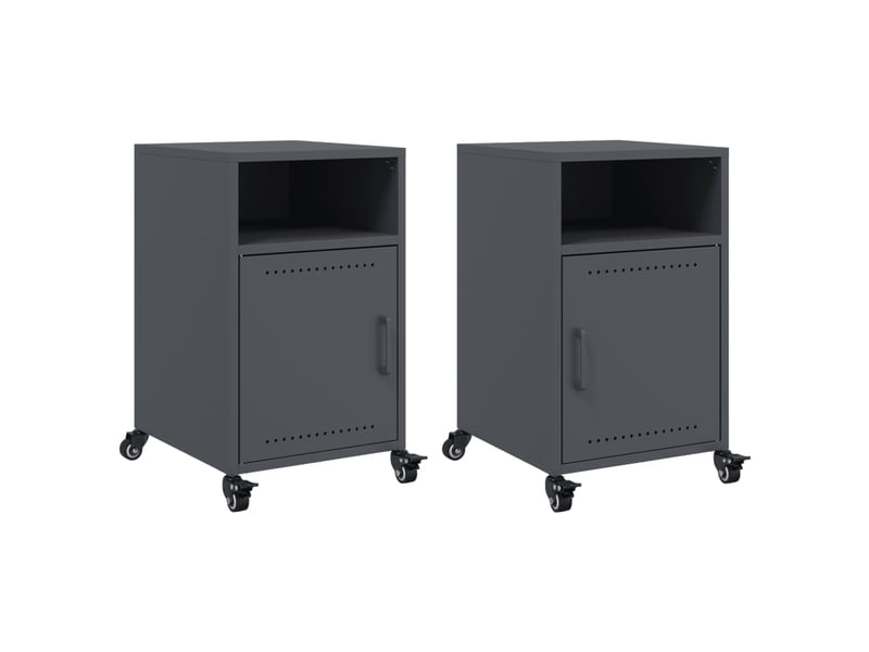  Lot de 2 tables de chevet - cabinet de chevet - table de nuit anthracite 36x39x59 cm acier  - Conforama A