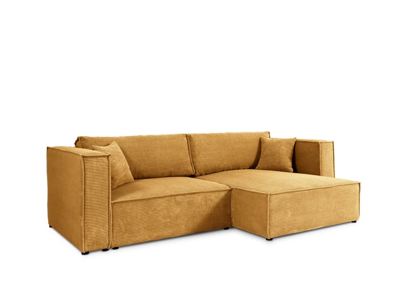  Canapé d'angle convertible en velours côtelé keymon beige (poso 01)  - Conforama A