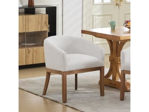 Chaises de salle à manger mid-century avec accoudoirs, lin beige et cadre bois naturel – vendue à l’unité de1891bg 19 po
