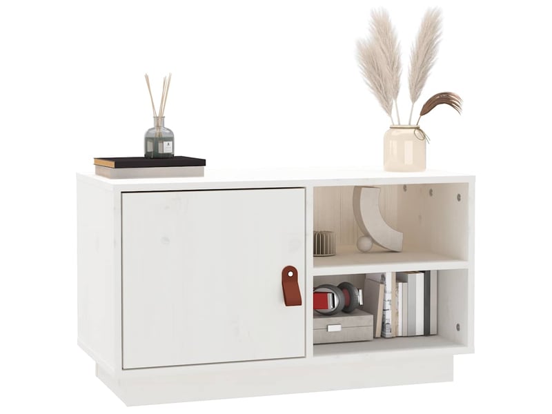  Meuble tv - banc tv - meuble de rangement blanc 70x34x40 cm bois de pin massif  - Conforama D