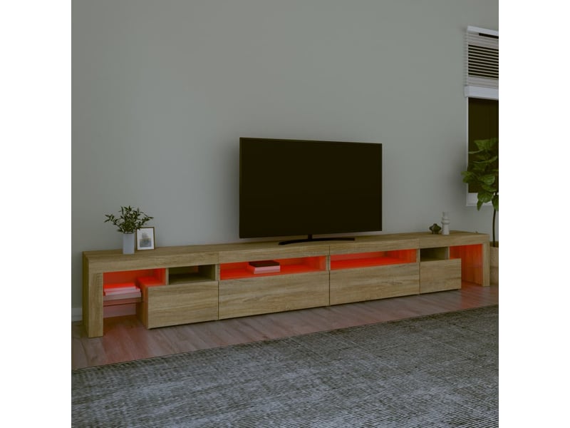 Meuble tv - banc tv - meuble de rangement avec lumières led chêne sonoma 290x36,5x40 cm  - Conforama E