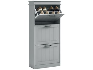 Meuble à chaussures, armoire à chaussures 3 portes abattants 15 paires, étagères réglables, 54 x 24 x 117,5 cm, gris