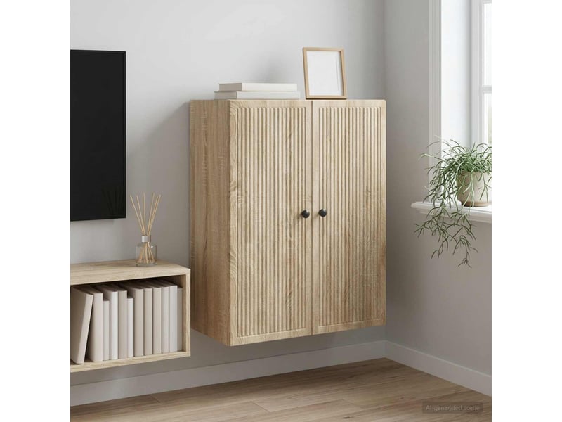  Armoire murale salon chêne sonoma 66x34,5x90cm bois d'ingénierie shl4418  - Conforama B
