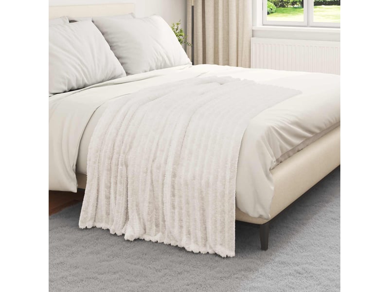  Plaid canapé crème 150x130 cm 0.45 kg polaire  - Conforama C