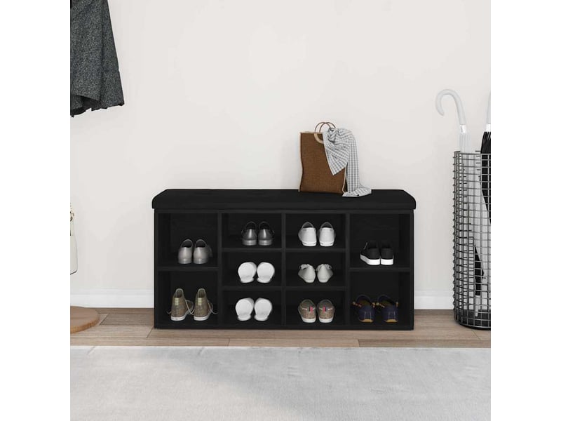  Banc à chaussures, banc de rangement chêne noir 102x32x50 cm bois d'ingénierie  - Conforama D