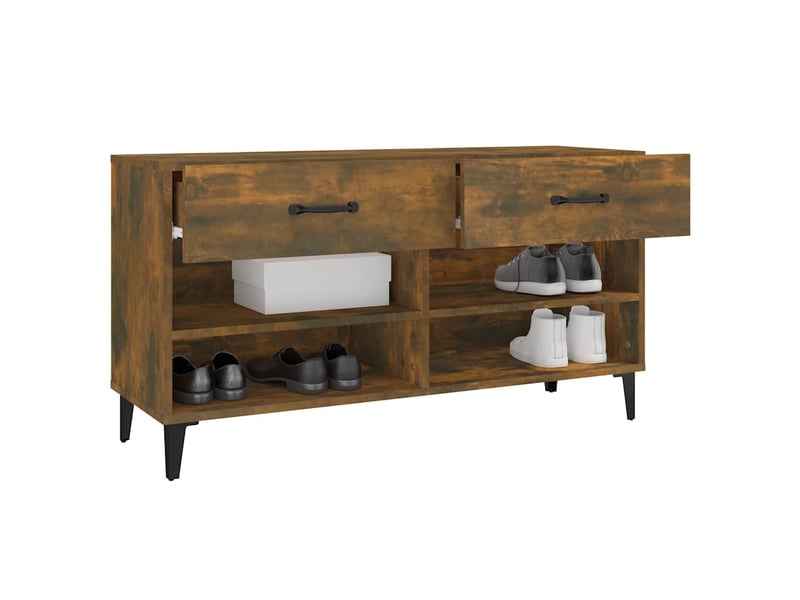  Armoire à chaussures chêne fumé 102x35x55 cm bois d'ingénierie shl2249  - Conforama E