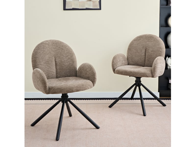  Lot de 2 chaises de salle à manger 53,5x52x86,5 cm pivotantes taupe et noir  - Conforama B