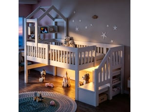 Lit mezzanine 90x200 cm Seren Glow coloris blanc
