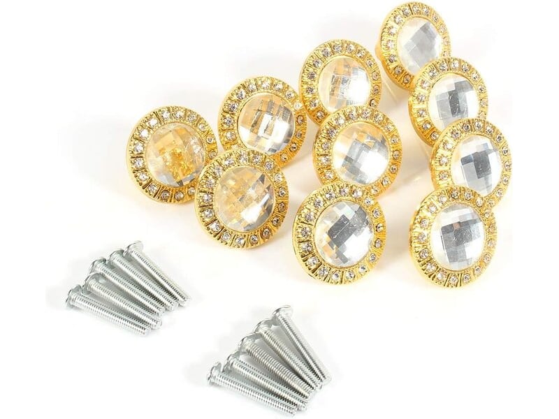  Pack de 10 boutons de cristal pour meubles, poignées de verre pour cuisine, salle de bain, placard et commode  - Conforama B