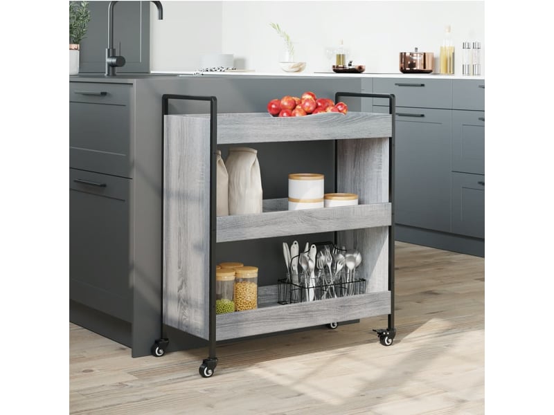  Desserte de cuisine, chariot de rangement sonoma gris 70x30x82 cm bois d'ingénierie  - Conforama D