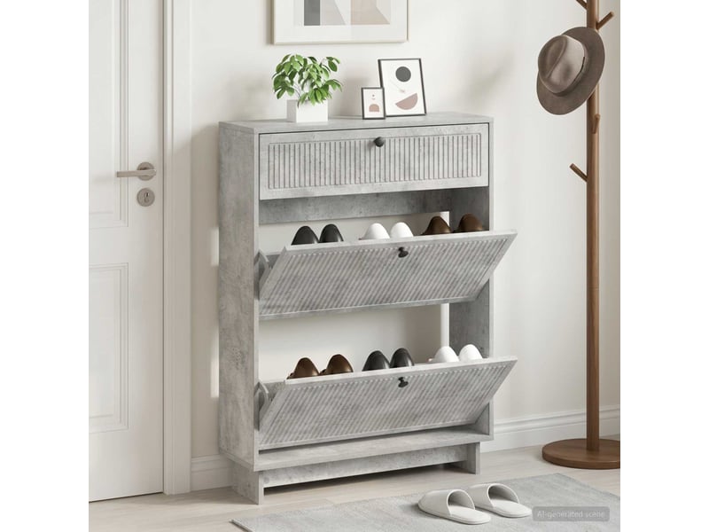  Meuble à chaussures, armoire à chaussures ede 78x24x103 cm bois d'ingénierie shl138  - Conforama B