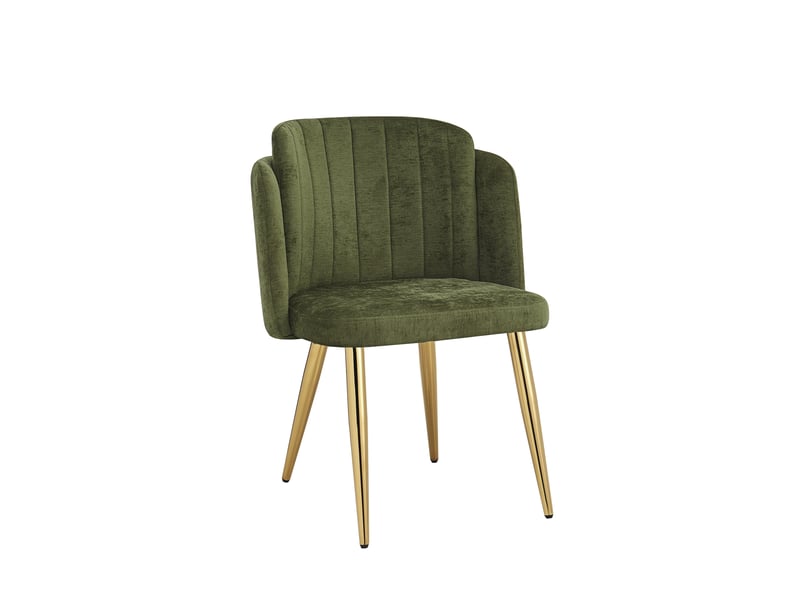  Lot de 2 chaises de salle à manger,58,5x62x78 cm,tissu polyester,vert et doré  - Conforama D