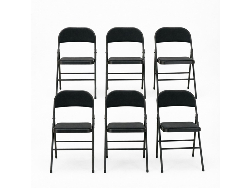  Lot de 6 chaises pliantes rembourrées en polyester noir T5828P571991 - Conforama A