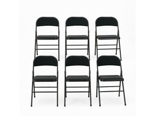 Lot de 6 chaises pliantes rembourrées en polyester noir