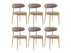Lot de 6 chaises en bois massif, robustes et élégantes, style nordique minimaliste, idéales pour salle à manger et cuisine,marron