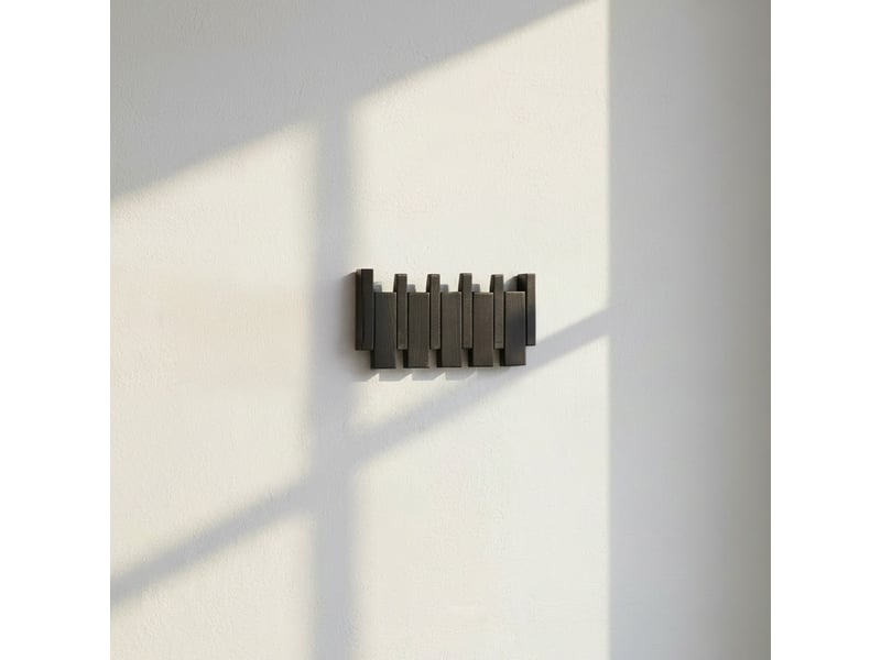 Home deluxe patère porte - 32 x 3,5 x 15 cm, noir | en hévéa | panneau à crochets, patère murale, crochets à vêtements  - Conforama C