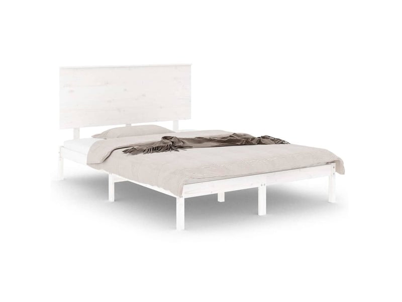  Lit double- lit adulte -  cadre de lit sans matelas blanc 120x200 cm bois de pin massif  - Conforama A