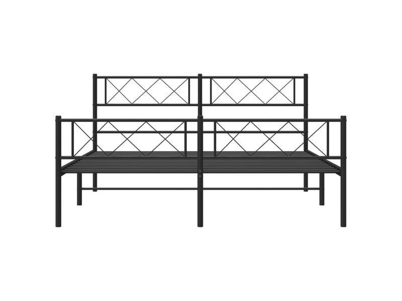  Lit double- lit adulte -  cadre de lit métal sans matelas avec pied de lit noir 140x190cm  - Conforama C