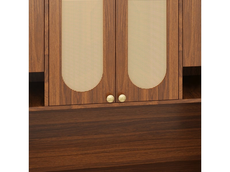  Buffet haut 106x40x178cm 8 portes mdf naturel rangement vaisselle et provisions  - Conforama R
