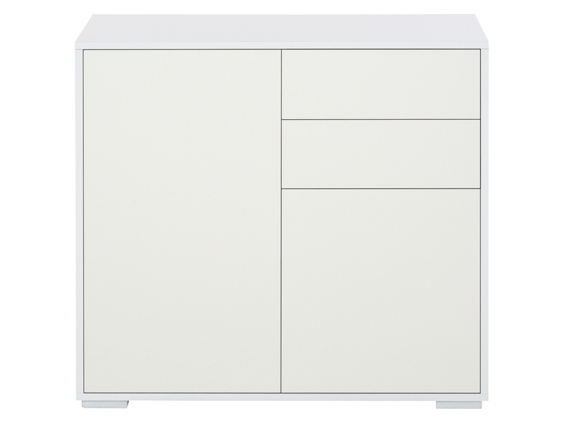  Buffet de cuisine à 2 portes, 2 tiroirs, structure blanche laquée, étagère réglable et système d'ouverture par simple pression, 79 x 36 x 74 cm, blanc  - Conforama B