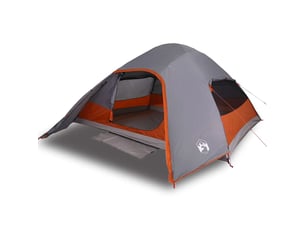 Tente de camping, tente à dôme 4 personnes gris imperméable