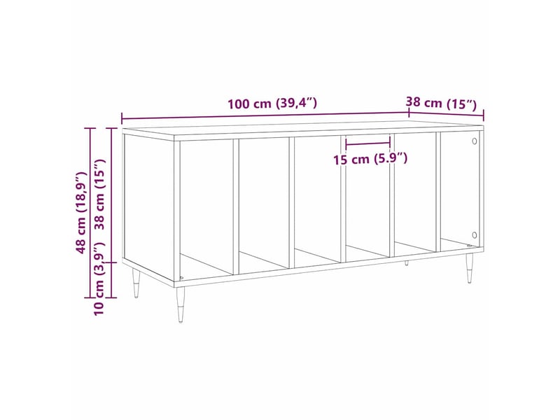Vidaxl meuble à vinyles bois ancien 100 x 38 x 48 cm bois d'ingénierie  - Conforama C