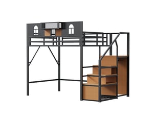 Lit mezzanine 140x200 cm <strong></strong>  <strong>Qualité haut de gamme</strong> coloris noir