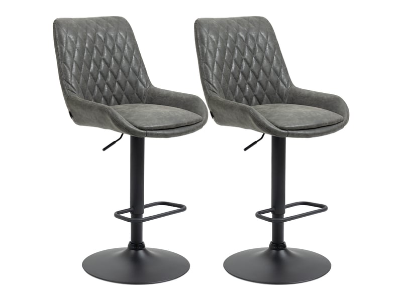  Tabouret de bar, tabouret de cuisine, tabouret design, réglable en hauteur, avec repose-pieds, 51 cm x 59 cm x 117 cm, gris foncé et noir  - Conforama B
