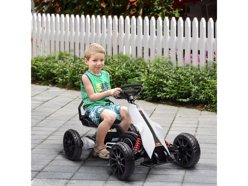  Kart électrique pour enfants - modèle blanc - 12 v - vitesse réglable 3-5 kmh - sécurité renforcée YJP-T3323P356521 - Conforama D