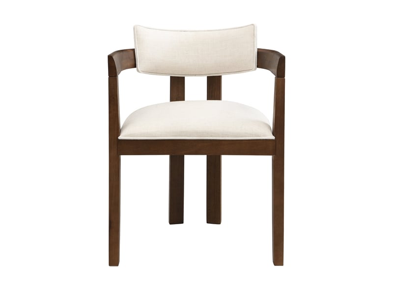  Ensemble table et chaises de salle à manger, table extensible 160/200 x 90 cm, 6 chaises en bois massif avec tissu en lin, style moderne, coloris noyer  - Conforama E