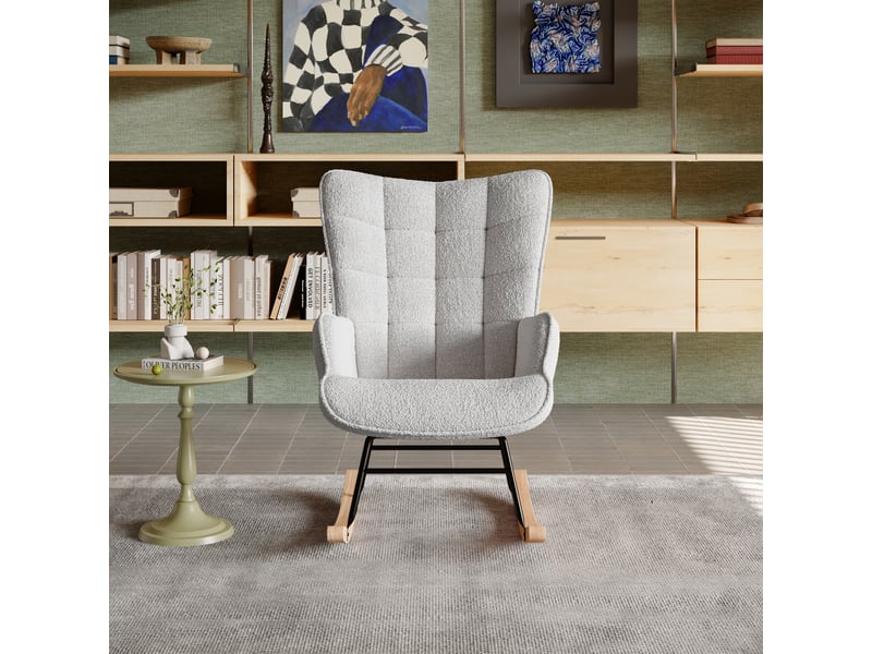  Fauteuil à bascule, fauteuil, fauteuil à bascule avec accoudoirs, fauteuil inclinable, fauteuil à bascule, fauteuil de salon, fauteuil à bascule rembourré pour salon, chambre, balcon (gris clair)  - Conforama B