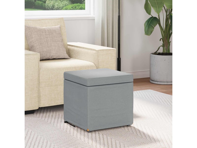  Tabouret bas, ottoman gris clair 41x41x40 cm tissu et bois stratifié  - Conforama C