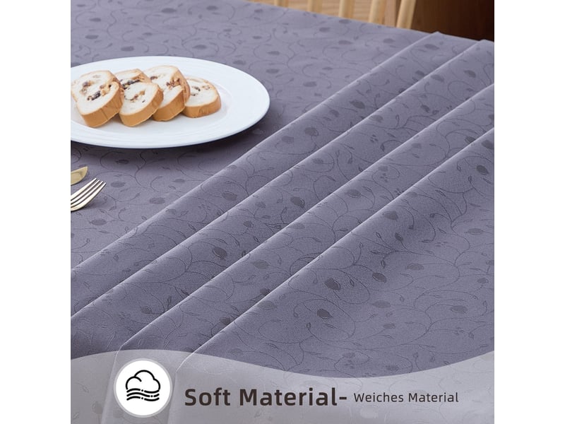Nappe de table - 130x160 cm - nappe imperméable effet lotus et anti-taches - gris foncé - Conforama D