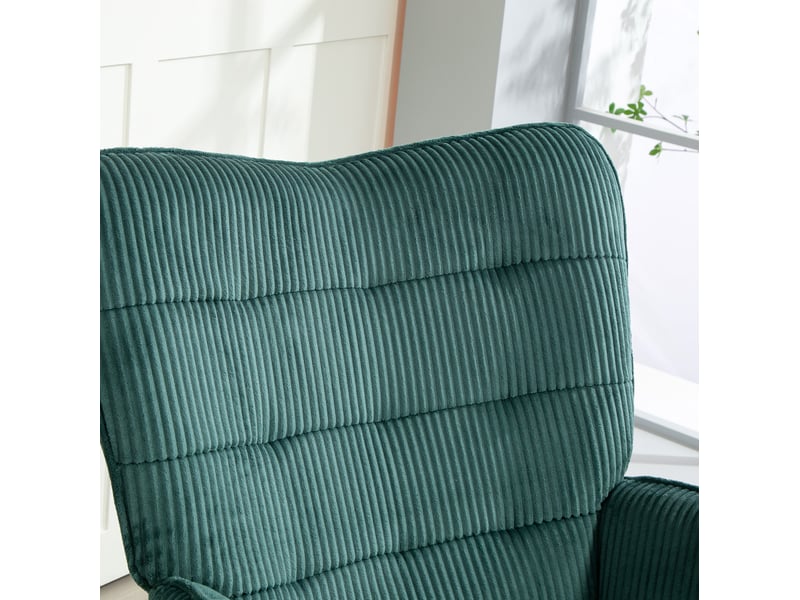  Fauteuil à bascule vert foncé 71 x 98 x 101 cm en polyester, dossier haut et accoudoirs rembourrés  - Conforama E